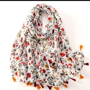 Floral Printed Ladies tassel Scarf - Women’s Fashion Beach Shawl wrap